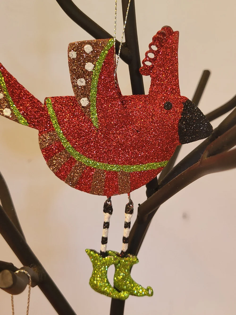 S/4 Pier 1 Glitter Ornaments Santa,Reindeer,Cardinal, Nutcracker
